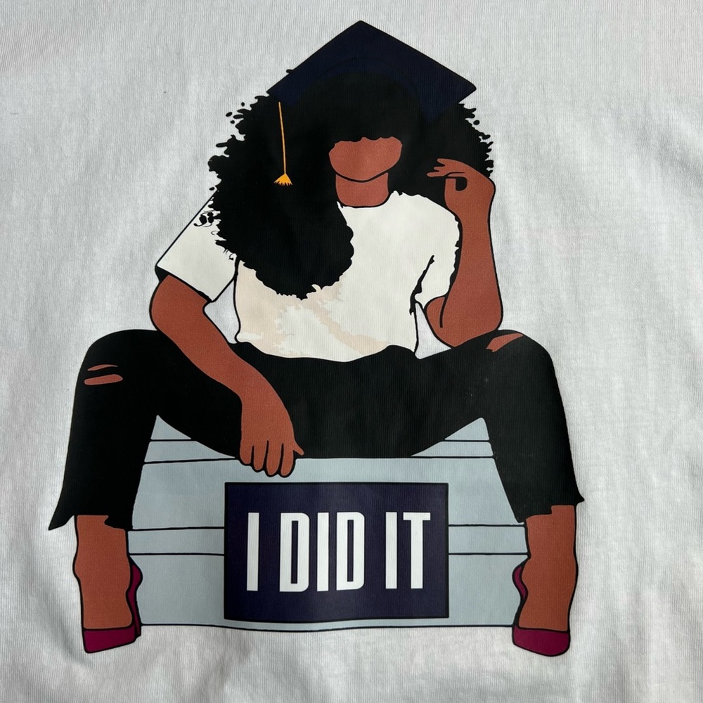 Graduation 'I Did It' White T-Shirt Black Multicultural Woman Graduate SIZE UP
